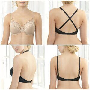 Glamorise Convertible Lace Underwire Bra in Beige.